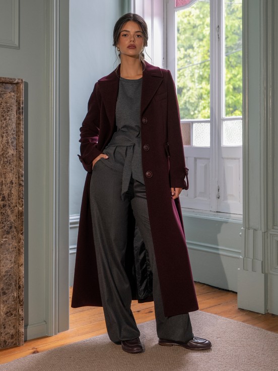 Burgundy striped trousers