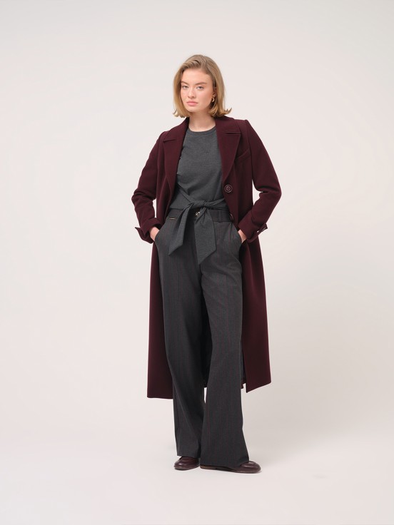 Burgundy striped trousers