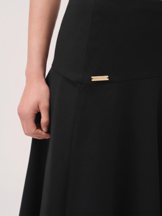 Midi flared skirt with hip seam