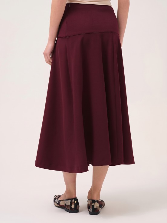Midi flared skirt with hip seam