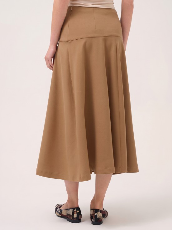 Midi flared skirt with hip seam