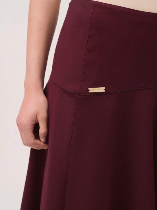 Midi flared skirt with hip seam