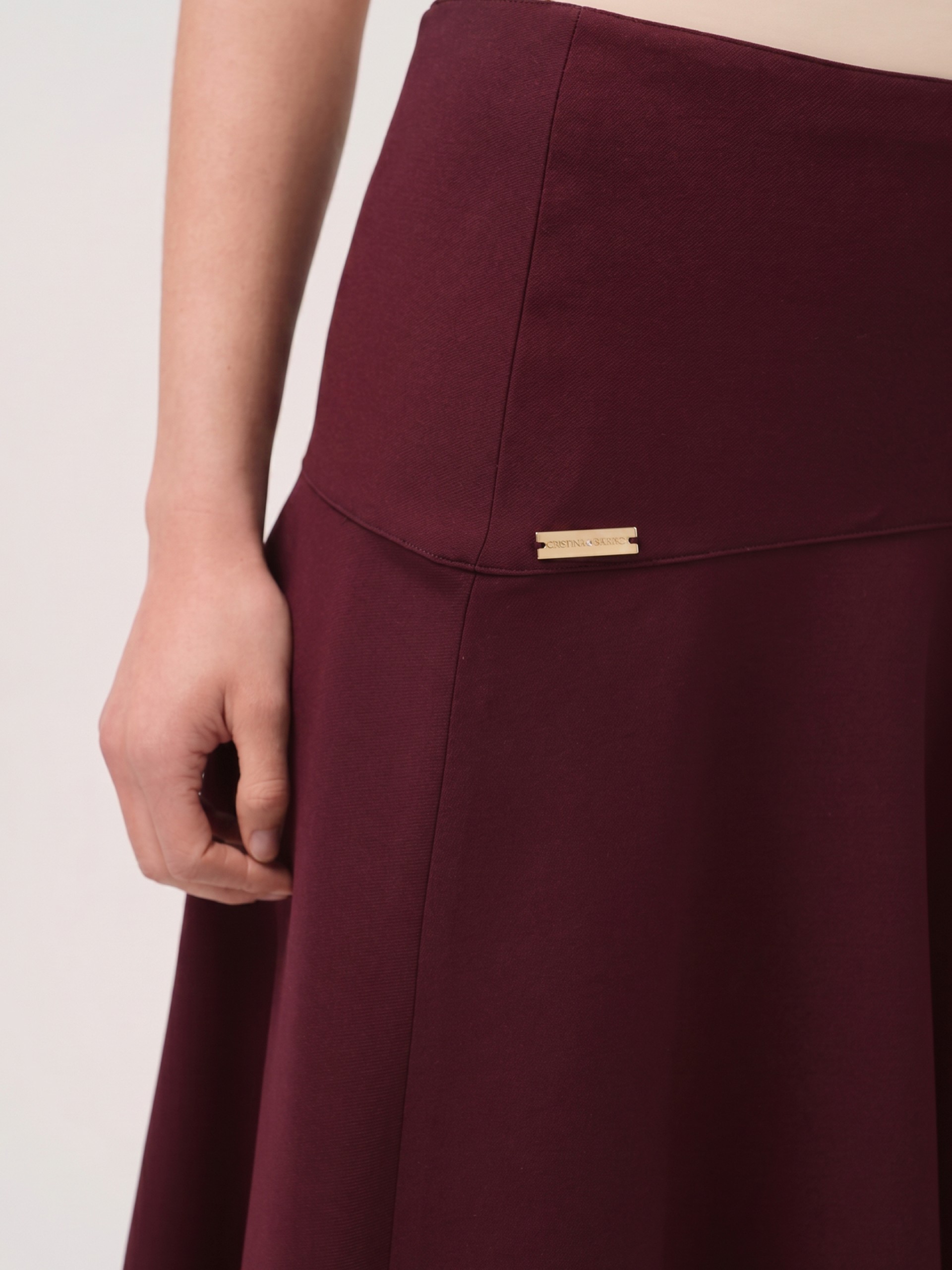 Midi flared skirt with hip seam