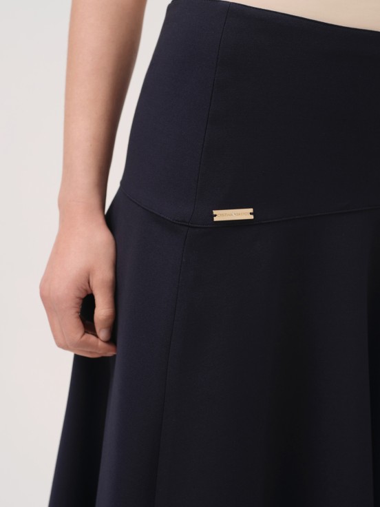 Midi flared skirt with hip seam