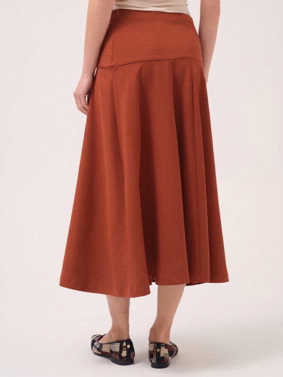 Midi flared skirt with hip seam