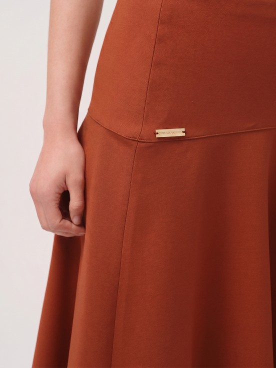 Midi flared skirt with hip seam