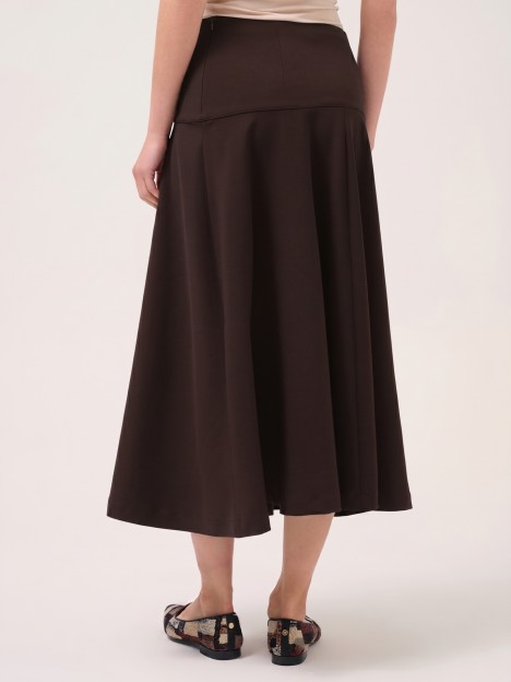Midi flared skirt with hip seam