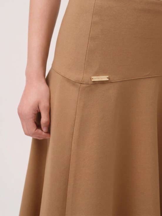 Midi flared skirt with hip seam