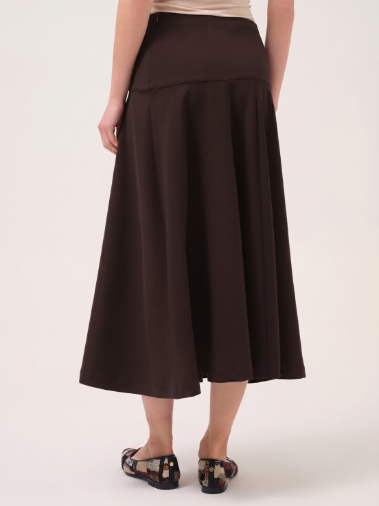 Midi flared skirt with hip seam