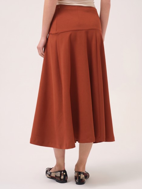 Midi flared skirt with hip seam