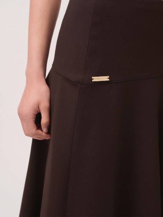 Midi flared skirt with hip seam