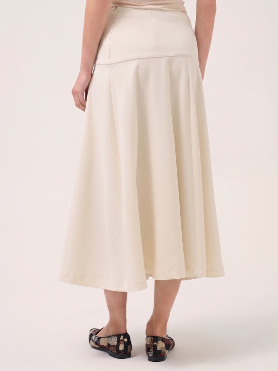 Midi flared skirt with hip seam
