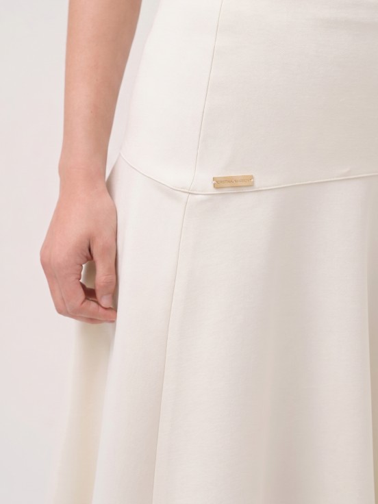 Midi flared skirt with hip seam