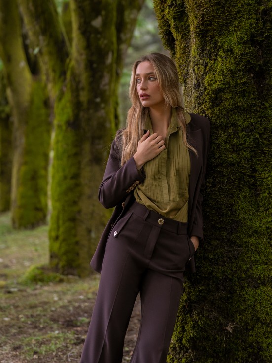 Blouse with pintucks
