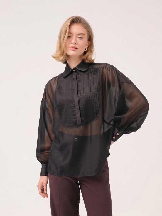 Blouse with pintucks