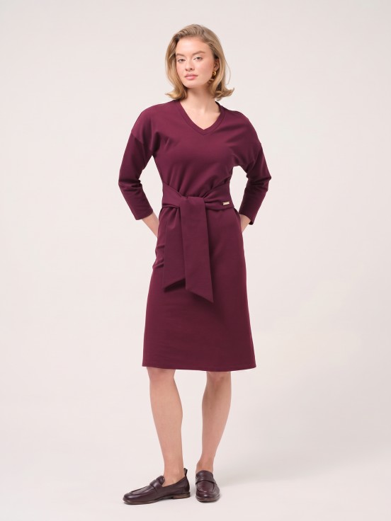 Vestido midi de malha com nó