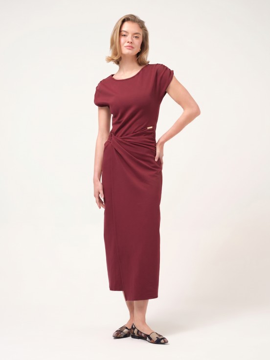Vestido comprido de malha cruzado