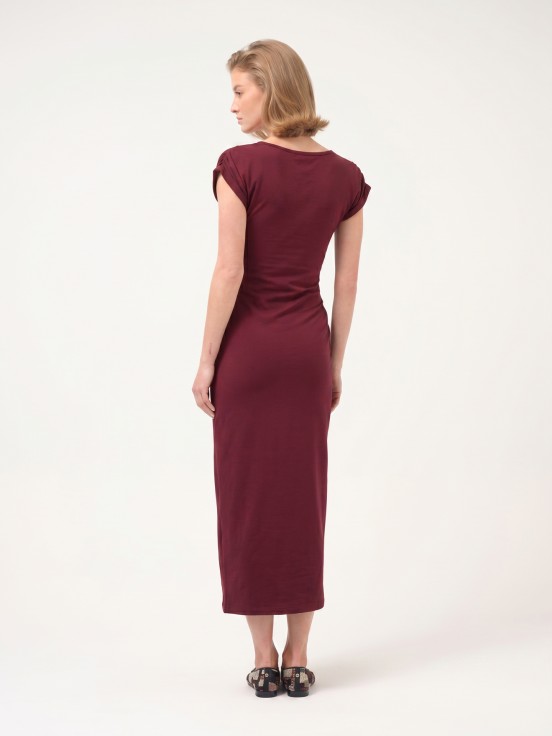 Vestido comprido de malha cruzado