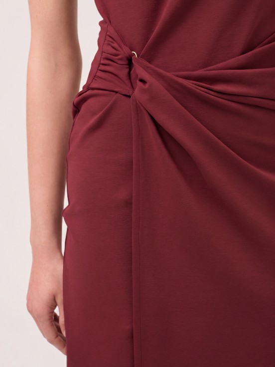 Vestido comprido de malha cruzado