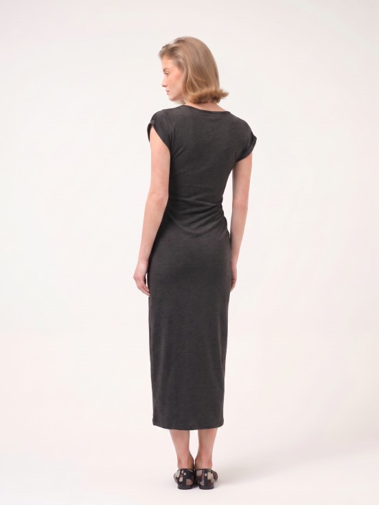 Long knitted wrap dress
