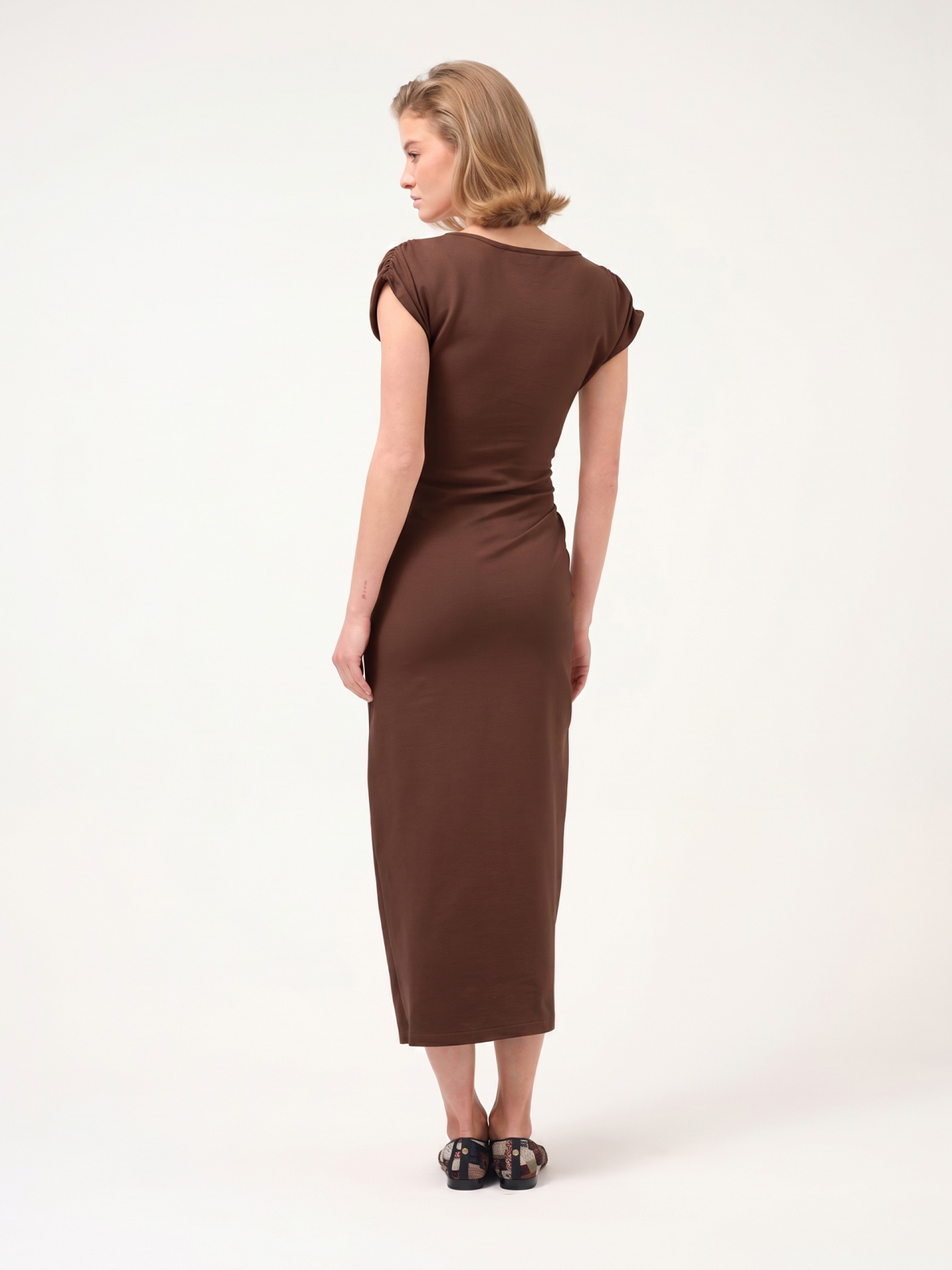 Long knitted wrap dress