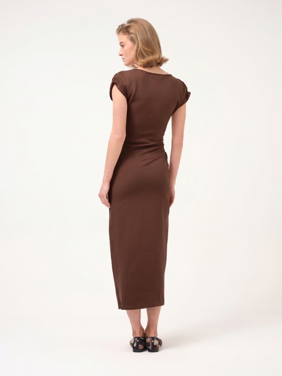 Long knitted wrap dress