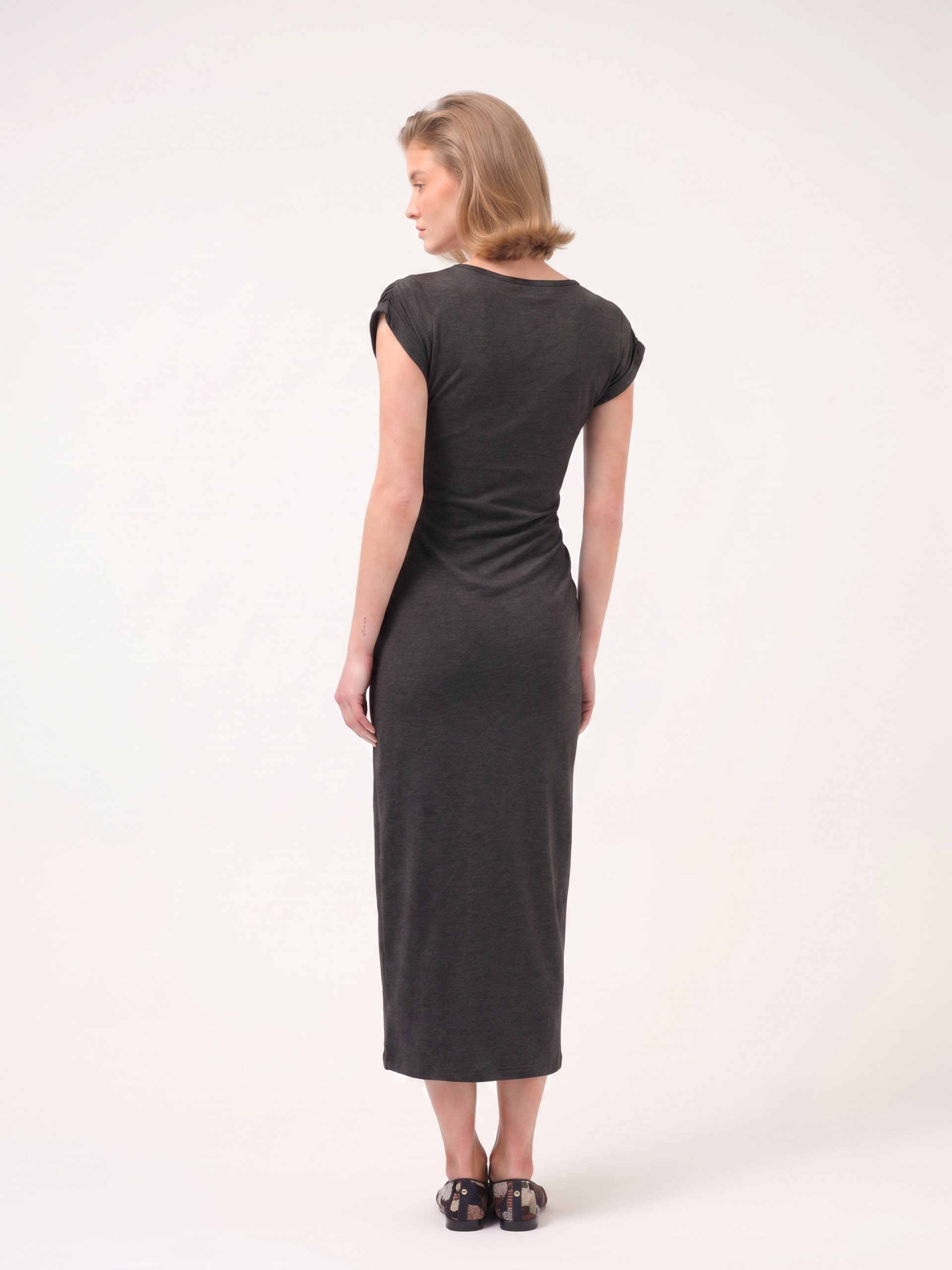 Long knitted wrap dress