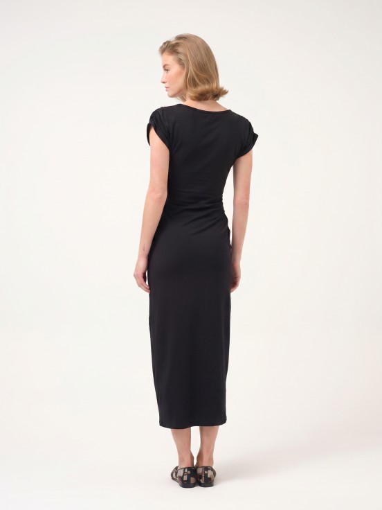 Vestido comprido de malha cruzado
