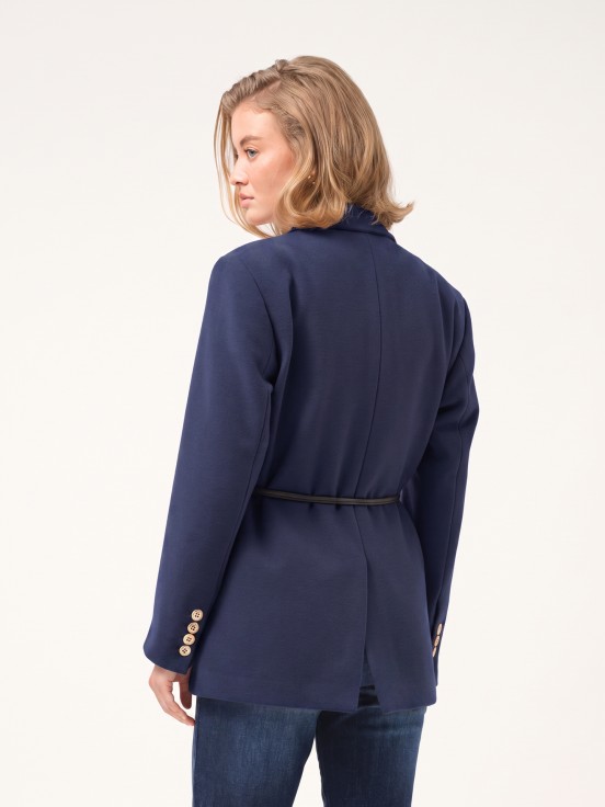 Woven blazer with belt