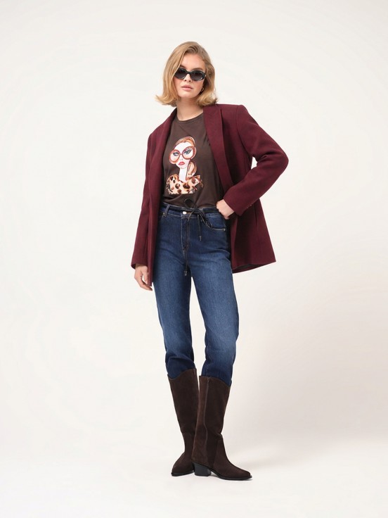 Woven blazer with belt