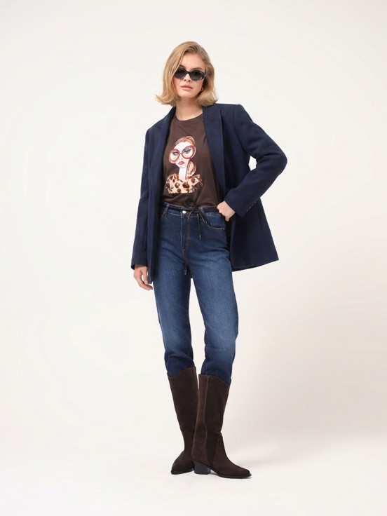 Woven blazer with belt