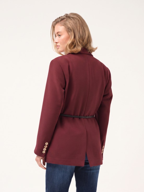 Woven blazer with belt