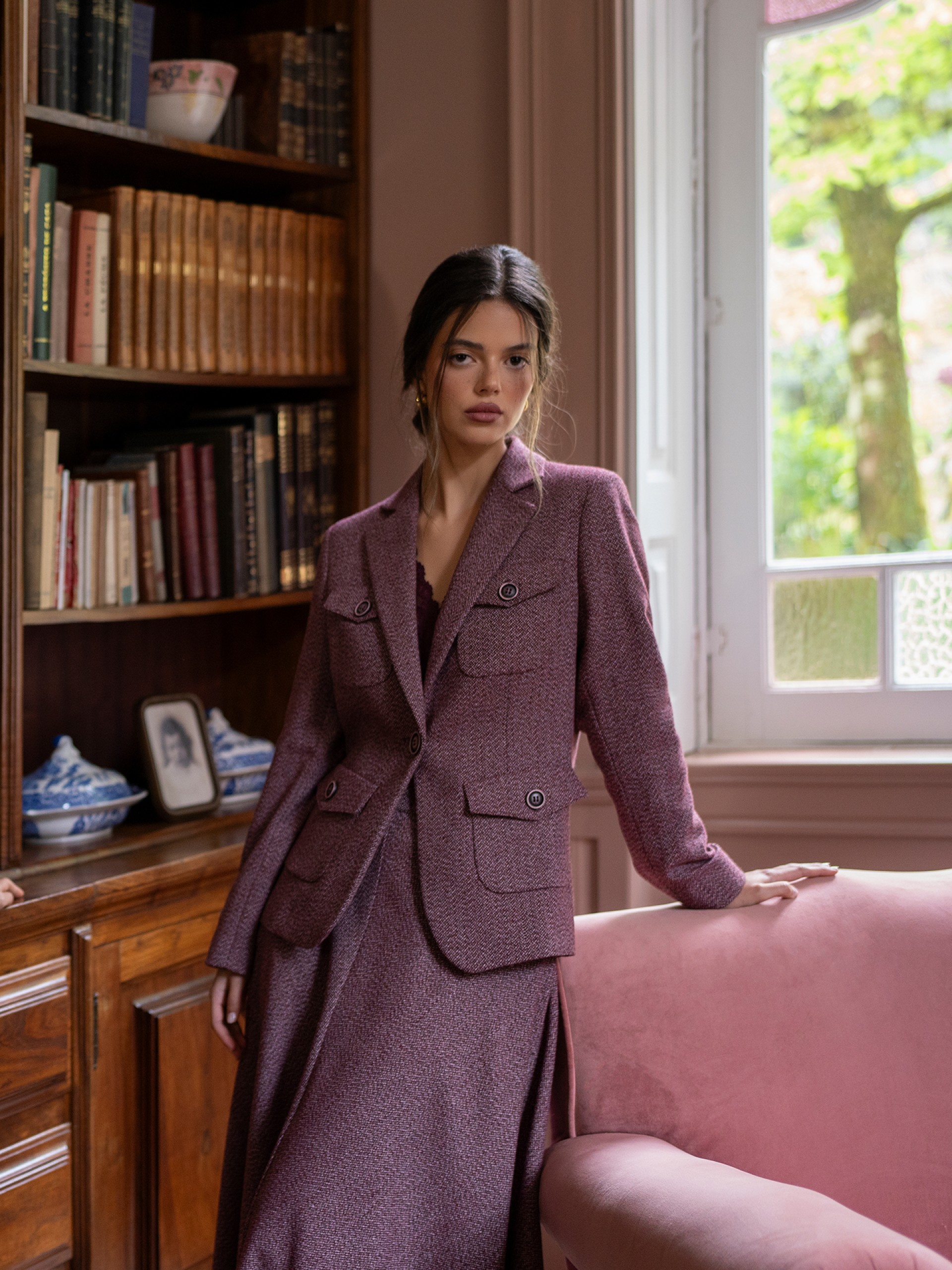 Blazer de lã com bolsos chapa