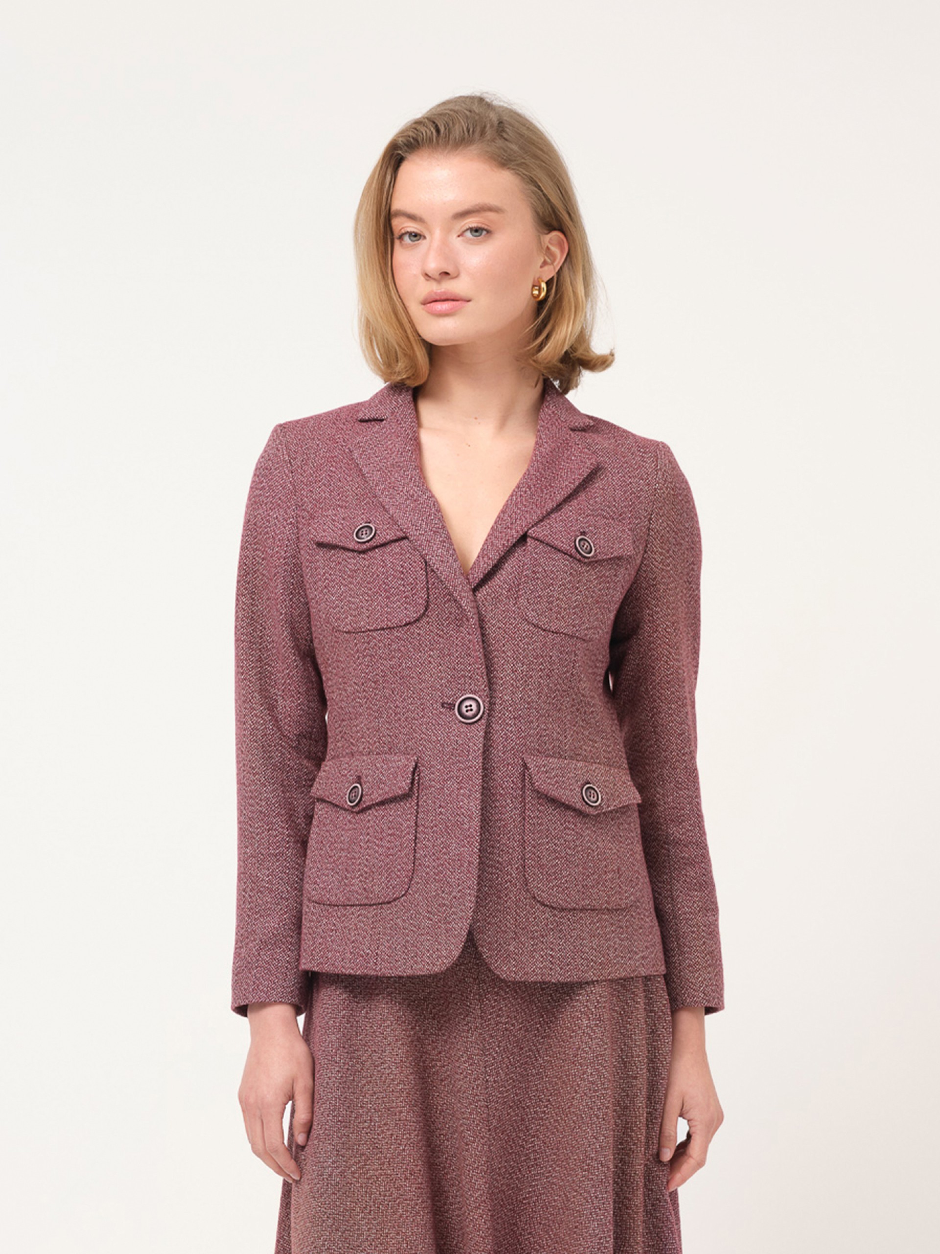 Blazer de lã com bolsos chapa
