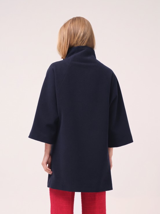 Midi coat with high collar