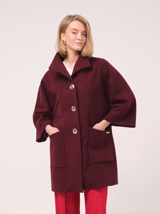 Midi coat with high collar