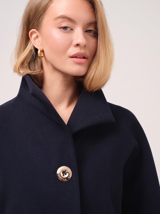 Midi coat with high collar