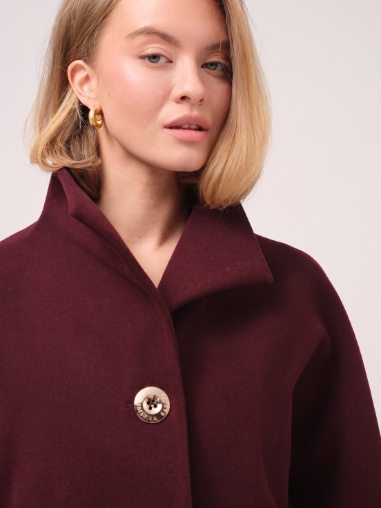 Midi coat with high collar