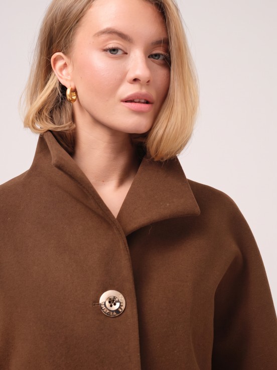 Midi coat with high collar