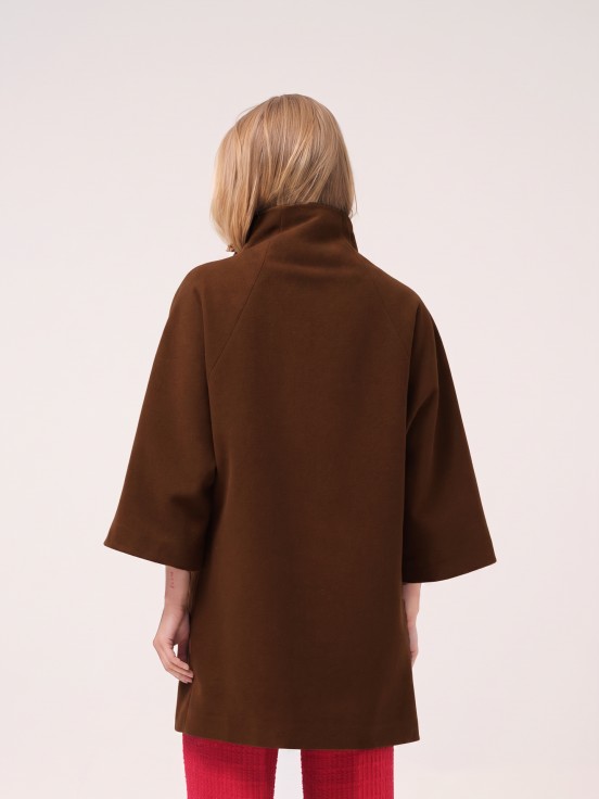Midi coat with high collar