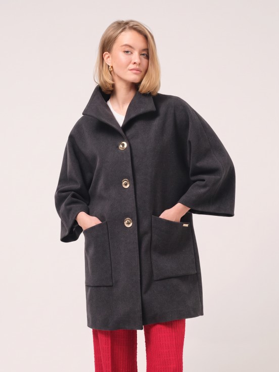 Midi coat with high collar