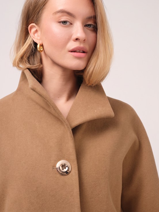 Midi coat with high collar