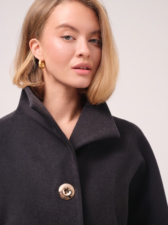 Midi coat with high collar