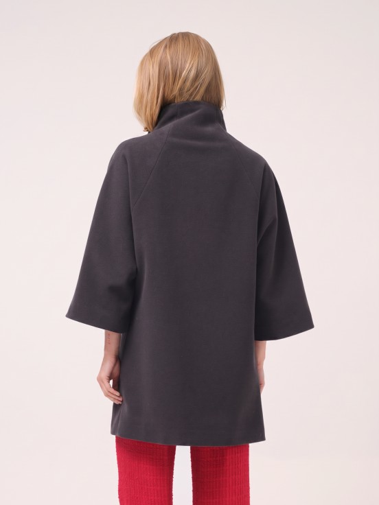 Midi coat with high collar