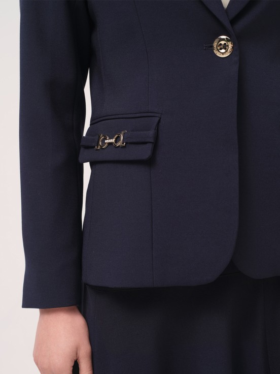 Blazer with pocket appliqués