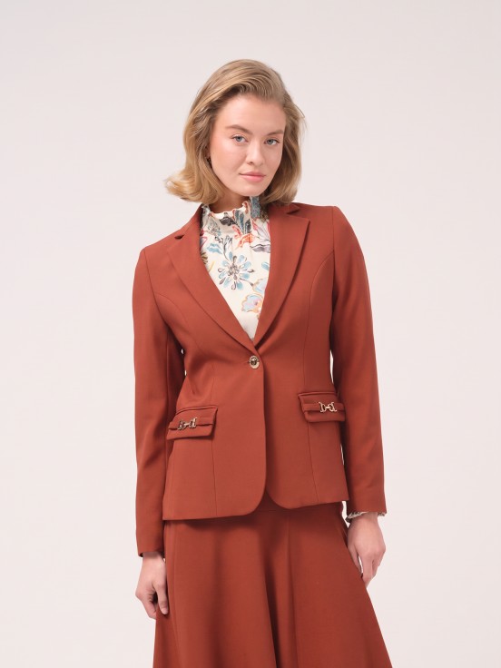 Blazer with pocket appliqués