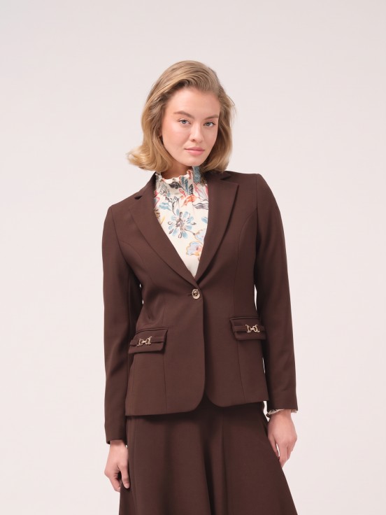 Blazer with pocket appliqués