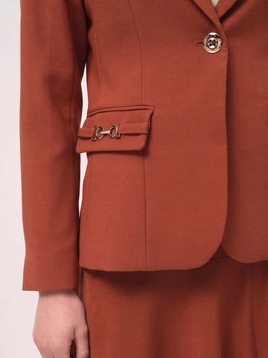 Blazer with pocket appliqués