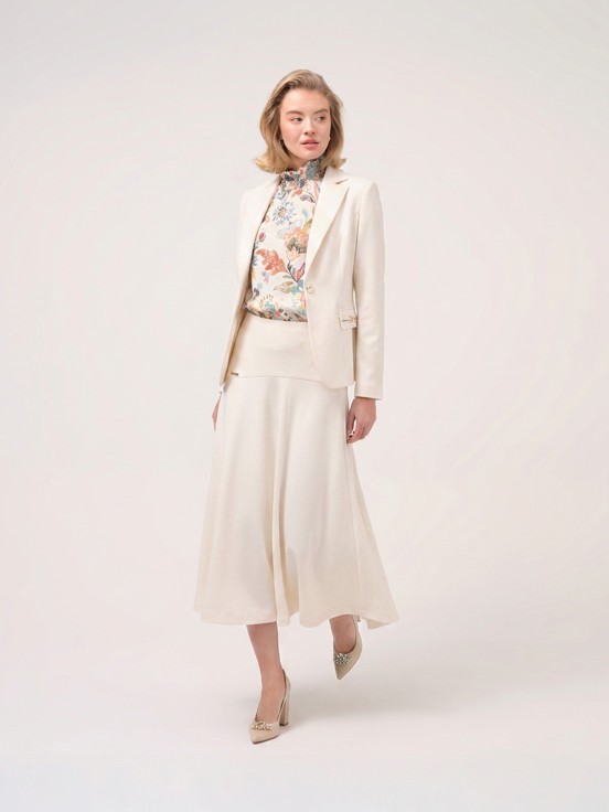 Blazer with pocket appliqués