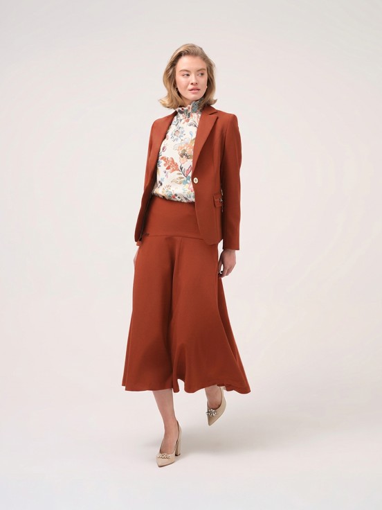 Blazer with pocket appliqués